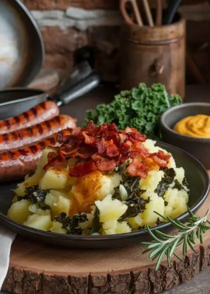 colcannon potatoes with savory greens