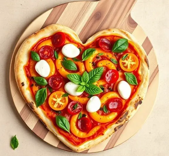 Valentines Day Dinner Ideas 3 heart shaped pizza with gourmet toppings