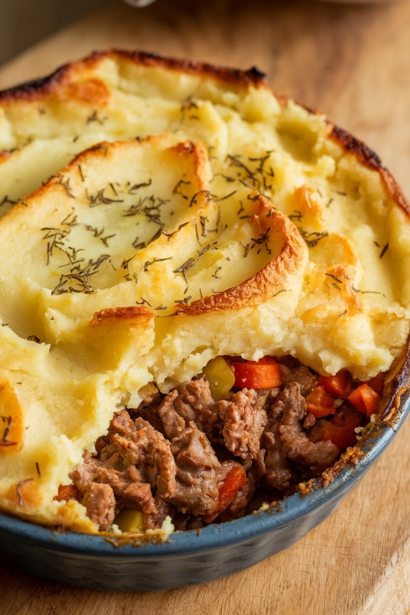 Delicious Shepherd's Pie with creamy mashed potato topping
