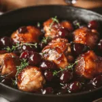 One-Pot Chicken & Cherries: A Sweet & Savory Family Favorite 26 a skillet with chicken and cherry one pot dinner