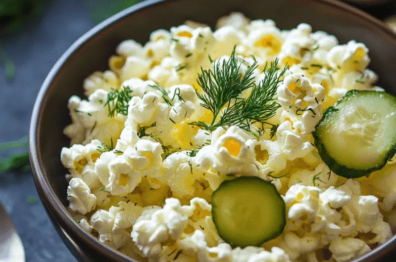 a bowl of dill flavor popcorn