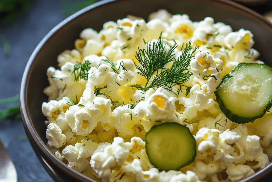 10 Fun and Creative Food Ideas Featuring Pickles 1 a bowl of dill flavor popcorn