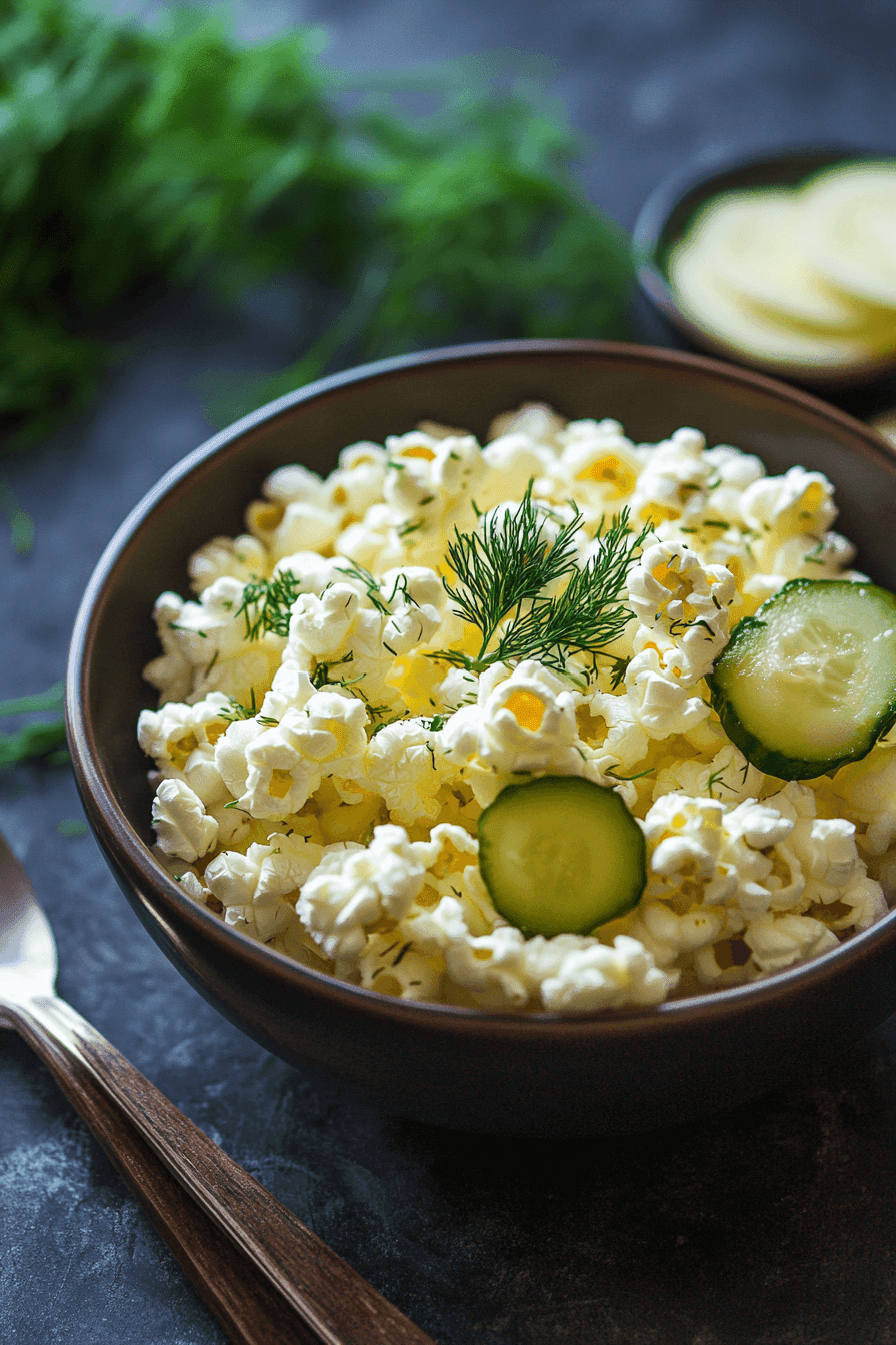 a bowl of dill flavor popcorn