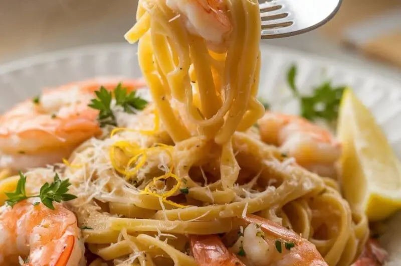 Garlic Butter Shrimp Pasta 23 a plate of garlic butter shrimp pasta