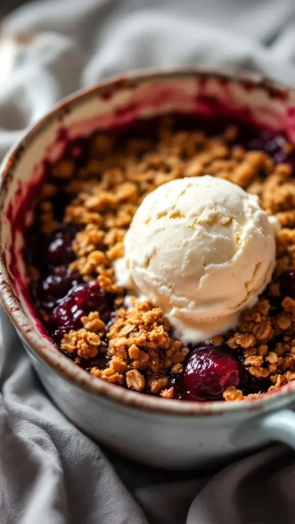 10 Delicious Cherry-Based Dessert Ideas You Have to Try 7 A delicious cherry crisp topped with oats and a scoop of ice cream