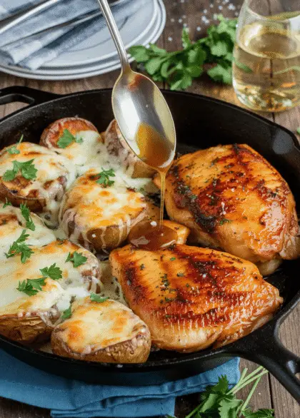 chicken and cheesy potaotes