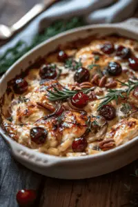 a dish of chicken cherry casserole