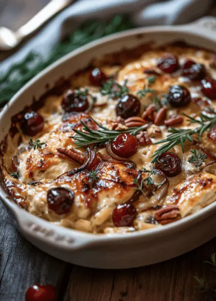 Cherry Chicken Casserole with Pasta and a Creamy Cherry Sauce 29 a dish of chicken cherry casserole