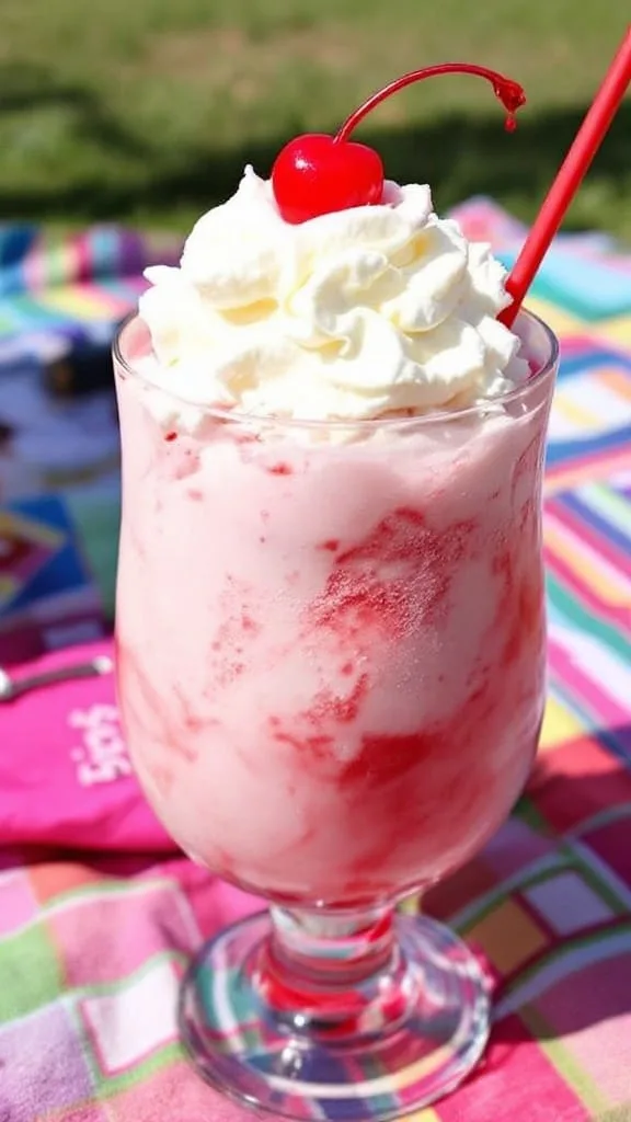 Cherry Rebel Float Recipe 44 A delicious cherry float on a picnic rug