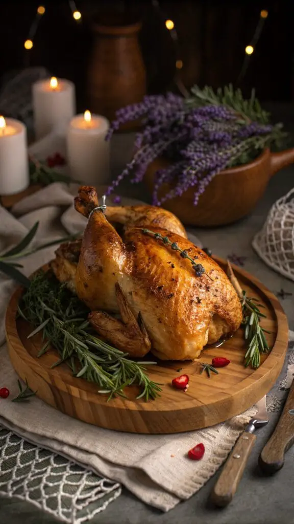 Perfect Valentines Day Dinner Ideas 10 A beautifully roasted chicken garnished with lavender and rosemary