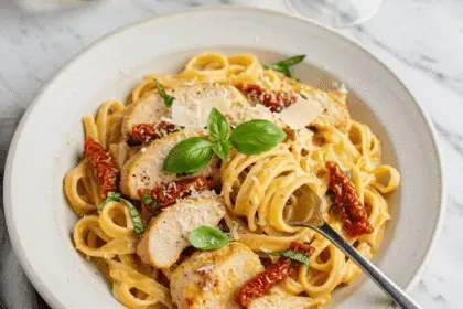 a dish of marry me chicken pasta