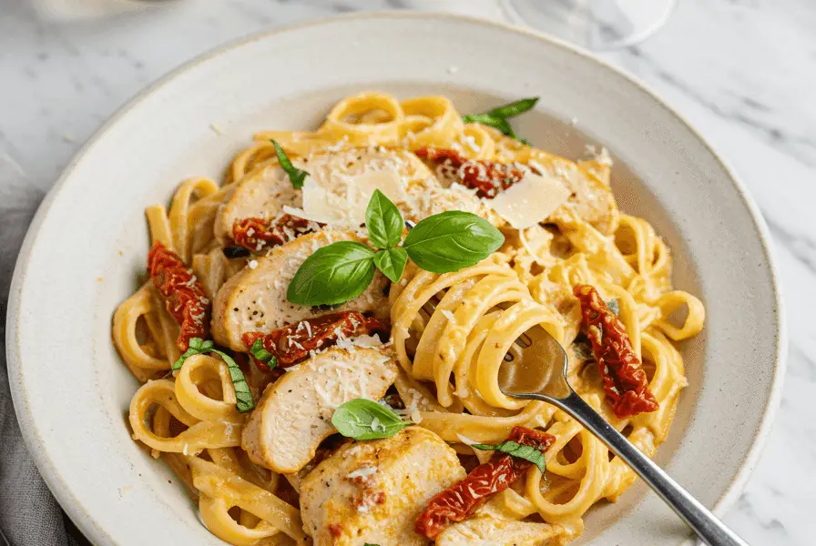 a dish of marry me chicken pasta