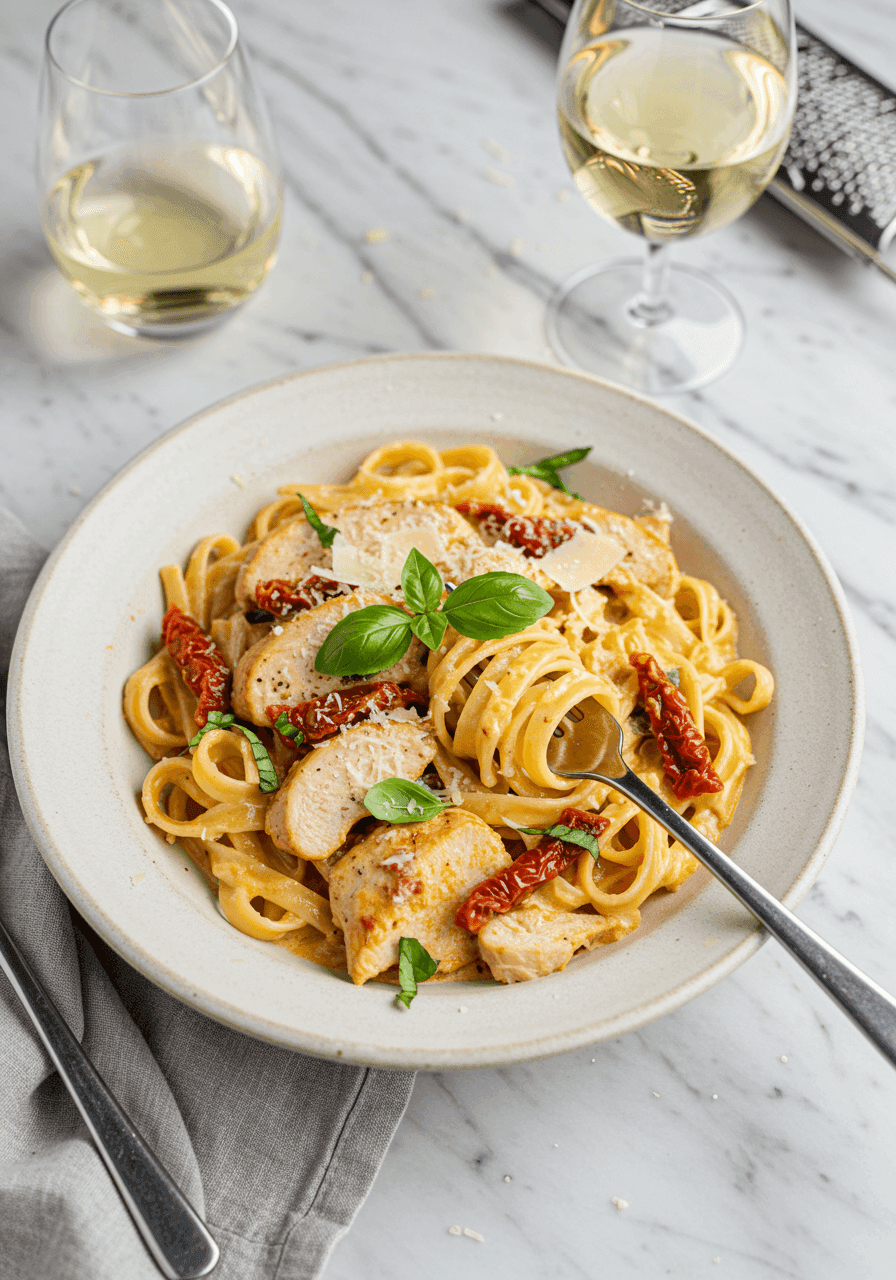 a dish of marry me chicken pasta