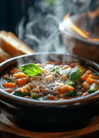 Classic Sicilian Minestrone Soup 24 a bowl of steaming minestrone soup