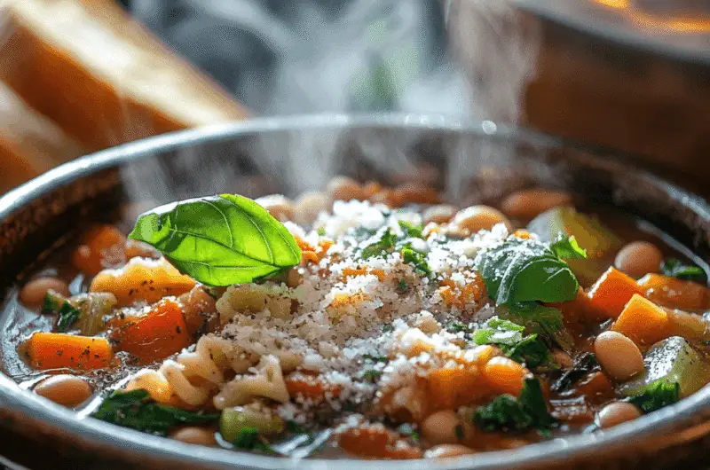 Classic Sicilian Minestrone Soup 15 a bowl of steaming minestrone soup