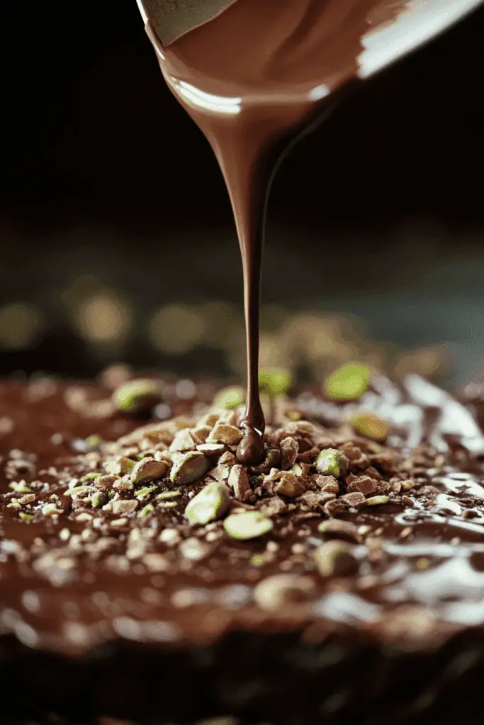 Luxury Chocolate Pistachio Brownies – Decadent & Elegant 3 a plate of pistachio brownies