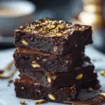a plate of pistachio brownies