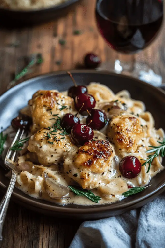 Savory Cherry Chicken Casserole: A Comforting Dish with a Sweet-Tart Twist 5 a dish of chicken cherry casserole