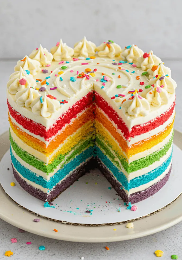 Vibrant Rainbow Layer Cake Recipe