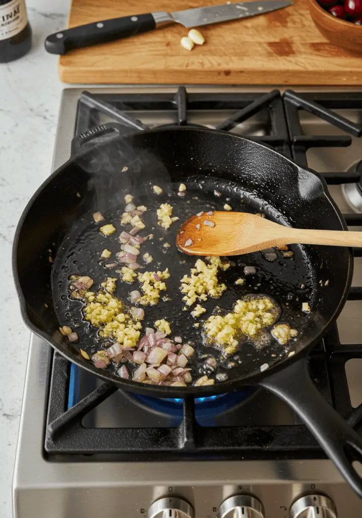 One-Pot Chicken & Cherries: A Sweet & Savory Family Favorite 4 saute garlic 1