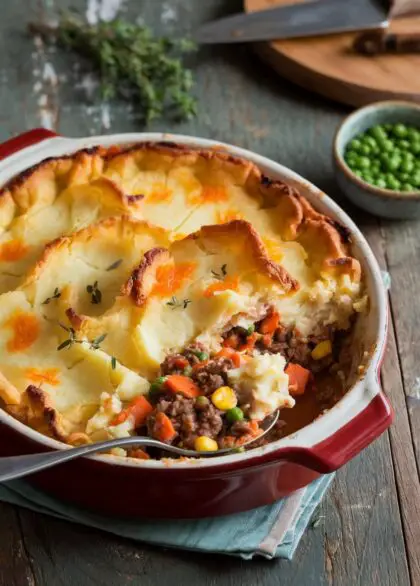 a dish of shepherds pie