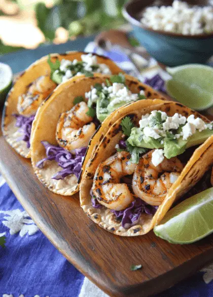 Shrimp Tacos with Lime Crema: A Zesty, Flavor-Packed Fiesta 15 a plate of shrimp tacos