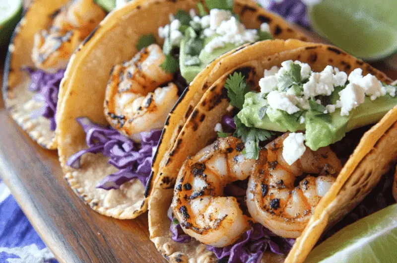 Shrimp Tacos with Lime Crema: A Zesty, Flavor-Packed Fiesta 19 a plate of shrimp tacos
