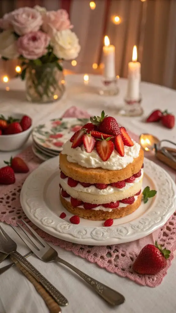 Perfect Valentines Day Dinner Ideas 8 Delicious strawberry shortcake with whipped cream and fresh strawberries