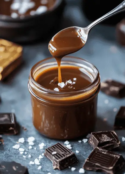 salted caramel sauce in a jar