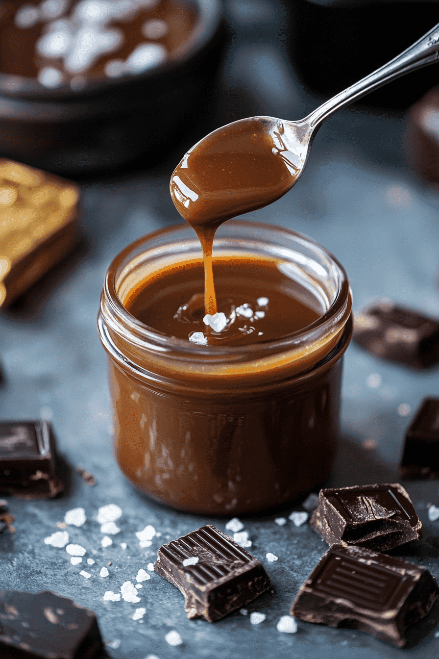 salted caramel sauce in a jar