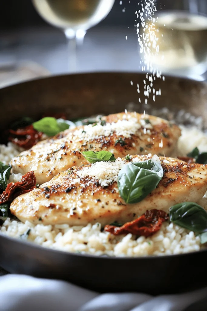Creamy Garlic Butter Tuscan Chicken & Parmesan Rice (One-Pot Wonder!) 5 tuscan chicken6