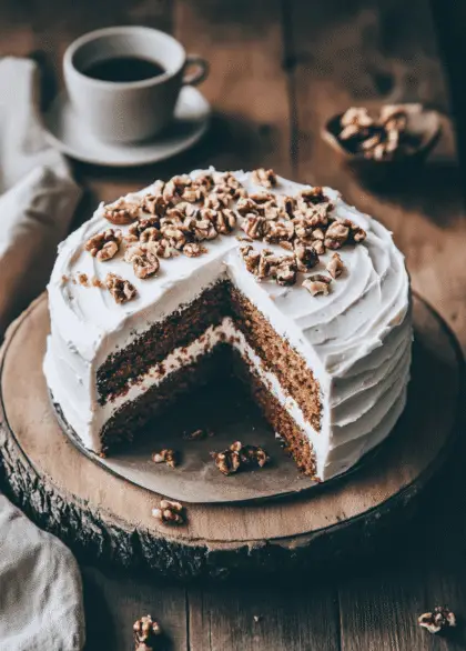 A vegan carrot cake with frosting