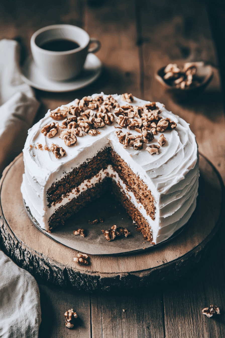 A vegan carrot cake with frosting