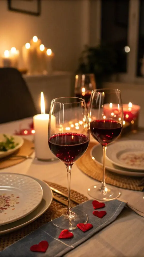 Perfect Valentines Day Dinner Ideas 9 Table setting with wine and dishes for a romantic dinner