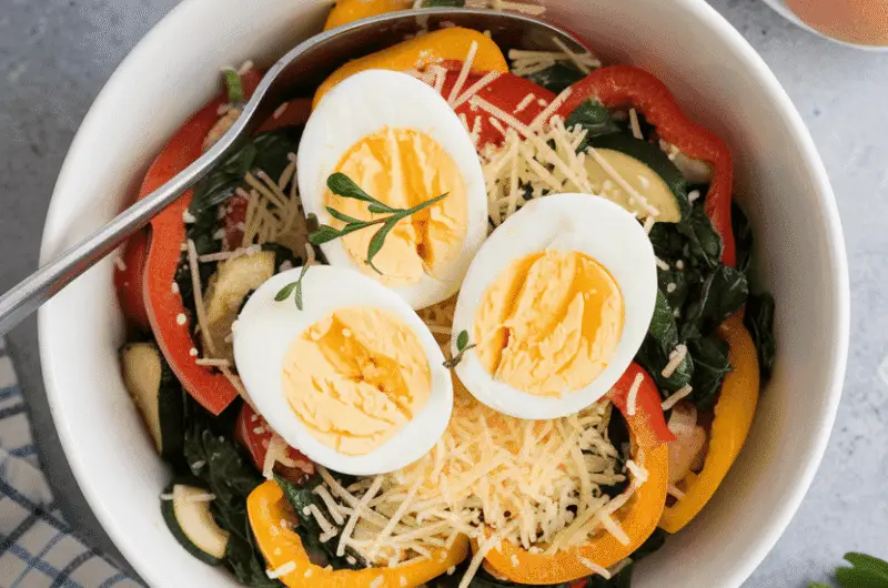 a breakfast bowl with eggs