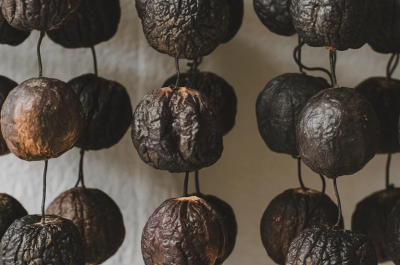 a photo of dried black limes hanging on YrLG3O WSryiKvpmHMBsCg f0AbJOdfQ8 htjNcTV hVQ