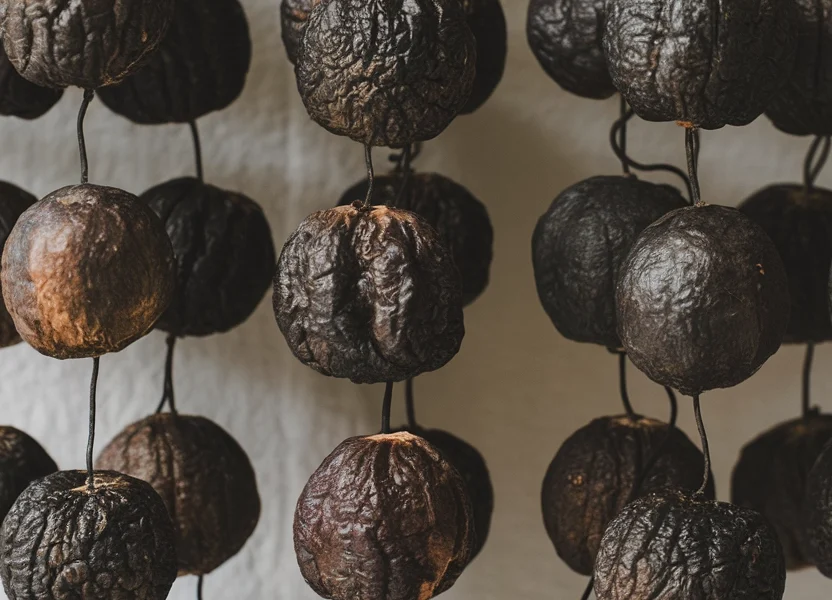 a photo of dried black limes hanging on YrLG3O WSryiKvpmHMBsCg f0AbJOdfQ8 htjNcTV hVQ