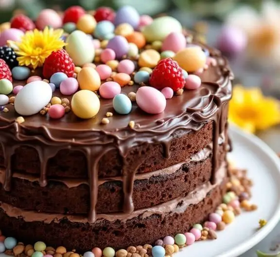 a rich chocolate cake perfect for easter