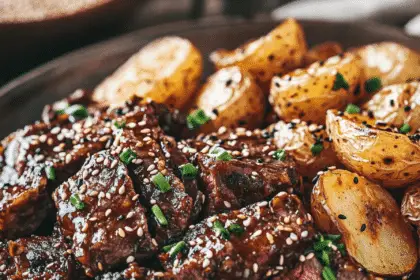Sticky Honey Garlic Beef with Crispy Sesame Potatoes 30 beef and potatoes3