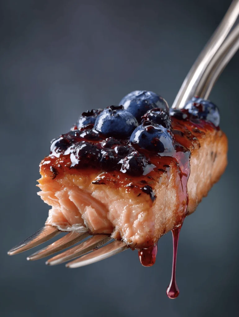 Blueberry Glazed Salmon with Lemon Herb Couscous 3 blueberry salmon 4