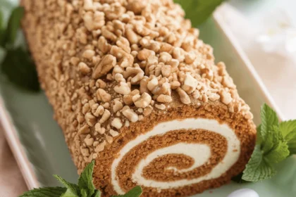 Carrot Cake Roll with Whipped Cream Cheese Filling & Golden Walnut Crust 18 carrot cake roll 7