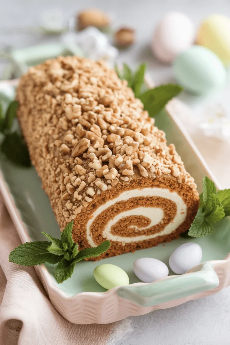 Carrot Cake Roll with Whipped Cream Cheese Filling & Golden Walnut Crust