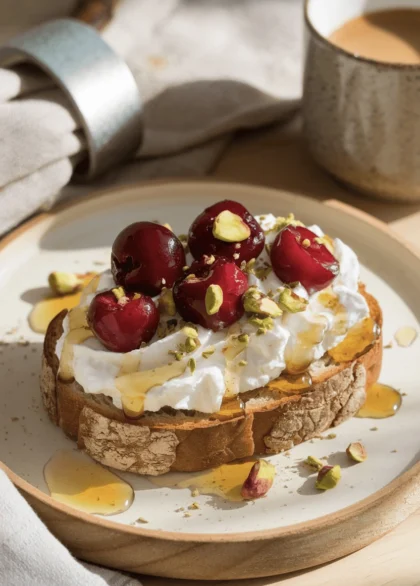 cherry cottage cheese toast3