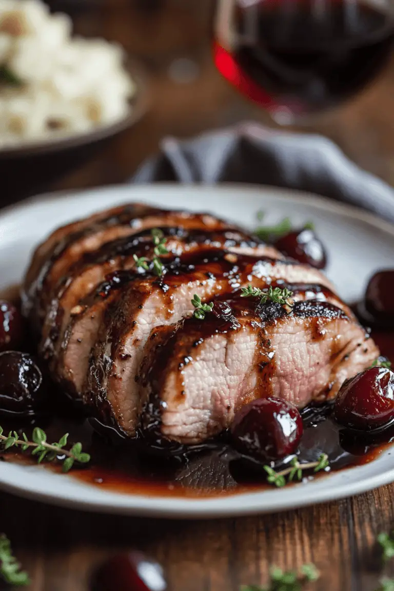 Cherry Balsamic Glazed Pork Tenderloin