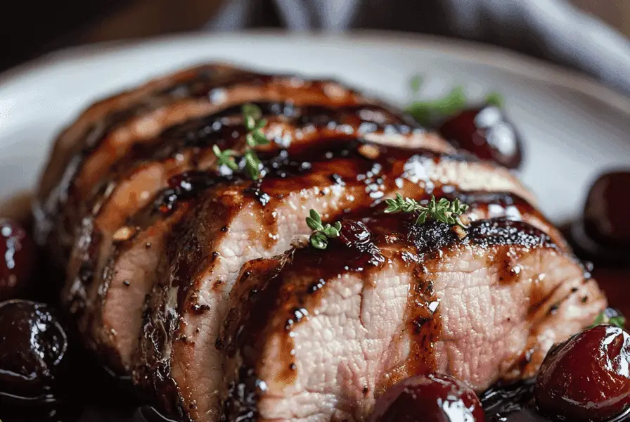 Cherry Balsamic Glazed Pork Tenderloin 1 cherry pork loin2