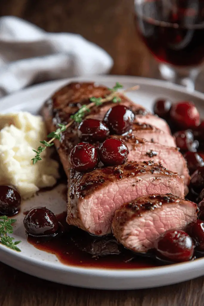 Cherry Balsamic Glazed Pork Tenderloin 2 cherry pork loin3