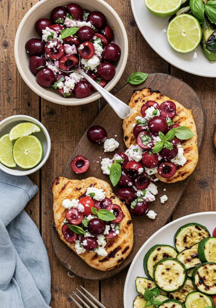 Grilled Chicken with Cottage Cheese & Cherry Salsa 3 cottage cheese cherry chicken12