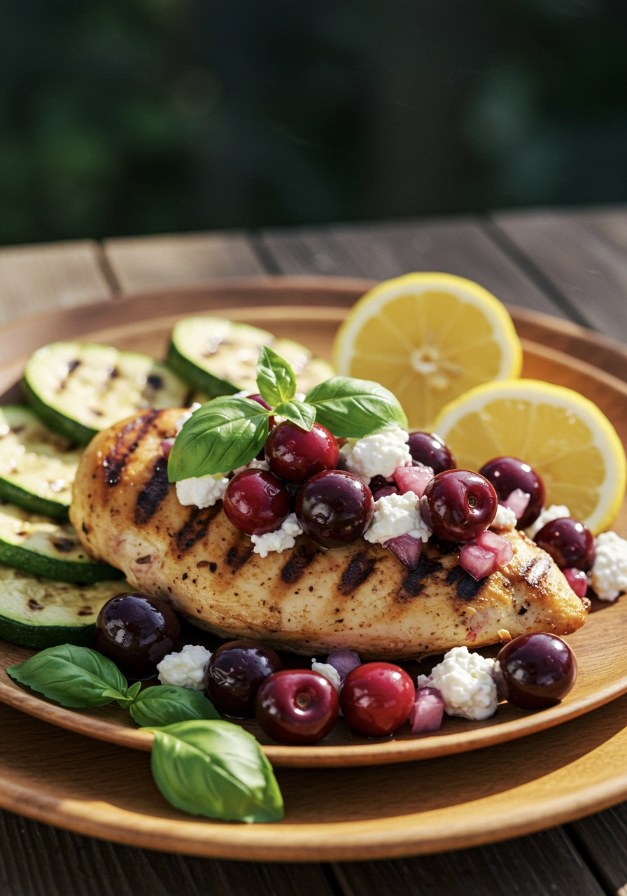 Grilled Chicken with Cottage Cheese & Cherry Salsa 17 cottage cheese cherry chicken8
