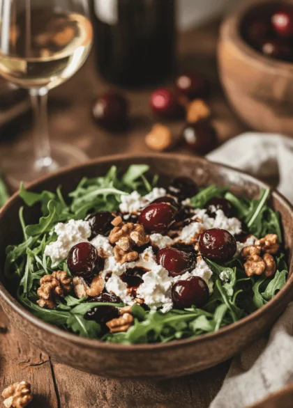 Cottage Cheese & Cherry Balsamic Salad with Walnuts