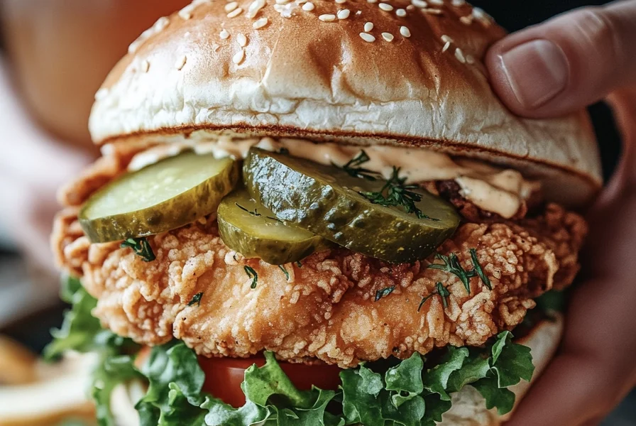 Crispy Dill Pickle-Brined Fried Chicken Sandwiches 1 crispy dill chicken burger2